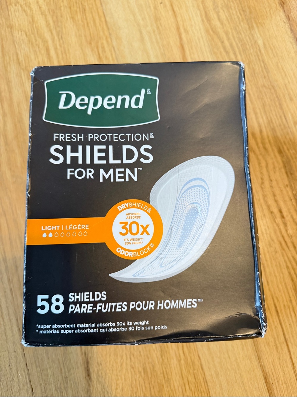 New Depend Shields for Men Box of 58 Odor Block for Light Absorb Dry Shields